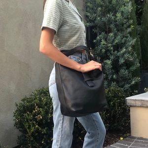 JCrew black pebbled leather crossbody bag
